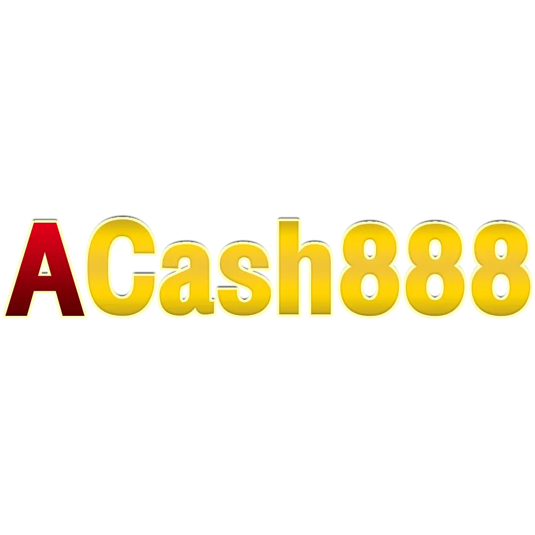 ACASH888 โลโก้ตัวอักษรสีแดงส้มไล่เฉดบนพื้นหลังสีขาว สไตล์เรียบง่ายชัดเจน